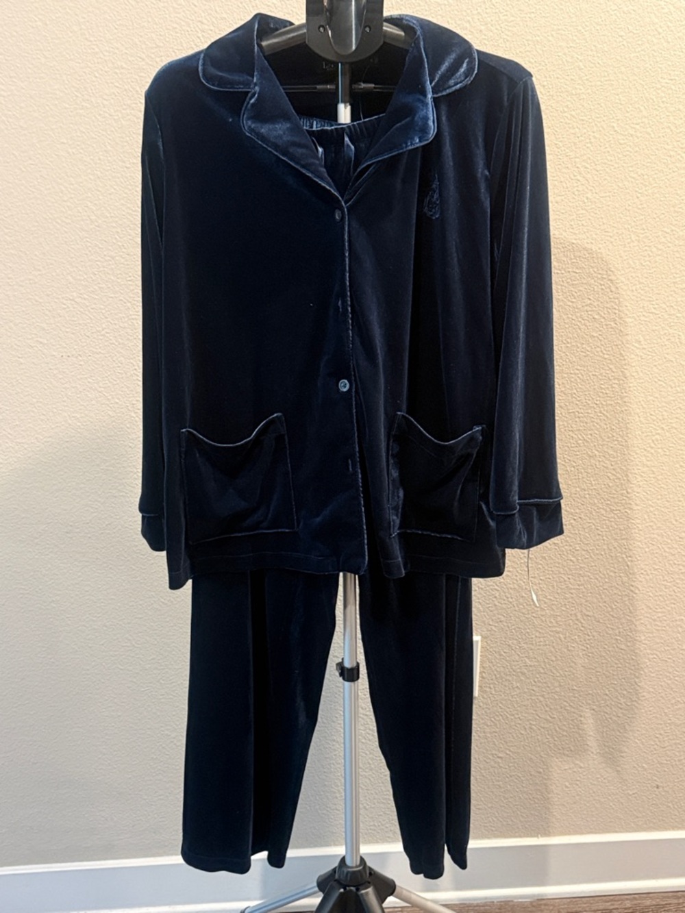 Ralph Lauren Dark Navy Velvet Pajama Set
